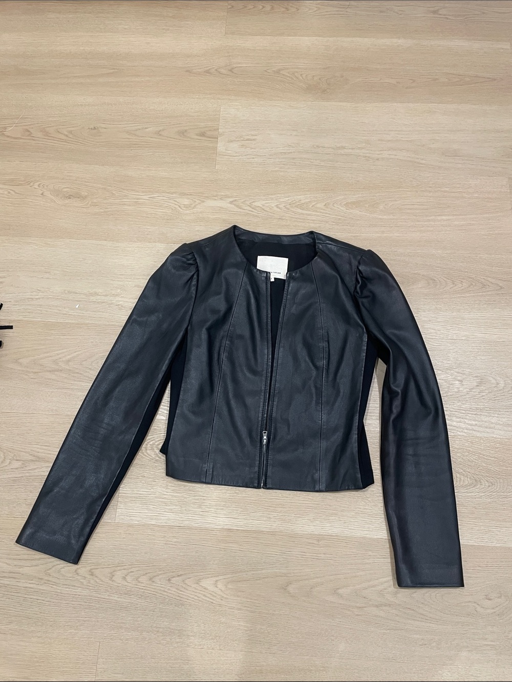 Rebecca Taylor Black Faux Leather Zip-Front Jacket
